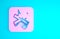 Pink Speaker mute icon isolated on blue background. No sound icon. Volume Off symbol. Minimalism concept. 3d