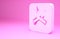 Pink Speaker mute icon isolated on pink background. No sound icon. Volume Off symbol. Minimalism concept. 3d