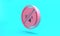 Pink Speaker mute icon isolated on turquoise blue background. No sound icon. Volume Off symbol. Minimalism concept. 3D