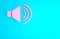 Pink Speaker volume, audio voice sound symbol, media music icon isolated on blue background. Minimalism concept. 3d