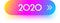 Pink spectrum 2020 New Year sign, icon or oval button