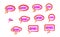 Pink speech bubble Icons set wish inscription oink. Lettering vector design elements. Cute text the voice of the pig. Funny pig ve