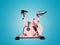 Pink sport bike simulator for sporty lifestyle side view 3d rend