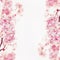 Pink spring blossom frame of cherry on white background. Floral border. Springtime nature background. Sakura blooming