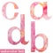 Pink spring watercolor font letters A B C D