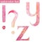 Pink spring watercolor font Y,Z and marks
