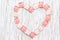 Pink square glass tiles forming heart shape for valentineâ€™s day