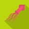 Pink squid icon, flat style
