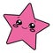 Pink star with a smile. Vector illustration. Logo.