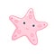Pink Starfish glasses Vector flat Illustration. Cute cartoon character. Sea creature