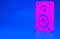 Pink Stereo speaker icon isolated on blue background. Sound system speakers. Music icon. Musical column speaker bass