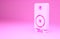 Pink Stereo speaker icon isolated on pink background. Sound system speakers. Music icon. Musical column speaker bass