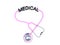 Pink stethoscope with medical text