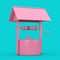 Pink Stone and Wood Water Well in Duotone Style. 3d Rendering
