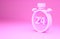 Pink Stopwatch 24 hours icon isolated on pink background. All day cyclic icon. 24 hours service symbol. Minimalism