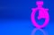 Pink Stopwatch icon isolated on blue background. Time timer sign. Chronometer sign. Minimalism concept. 3d illustration