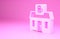 Pink Store building of beer shop icon isolated on pink background. Brewery sign. Minimalism concept. 3d illustration 3D