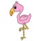 Pink stork standing up, doodle kawaii. doodle icon image