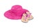 Pink Straw Hat and Flip Flops Isolated #2