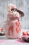 Pink strawberry freakshake with sweets