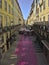 Pink street in Lisbon, Portugal