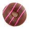 Pink striped donut with chocolat