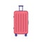 Pink suitcase icon. Front view