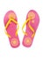 Pink summer beach shoes with a yellow pattern