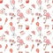 Pink Summer. Flamingos, ice cream and balloons in doodle style. Vector seamless pattern for girls. Delicate flesh colors