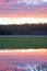 Pink Sunrise cloudscape over Pelican Creek in Yellowstone National Park in Wyoming