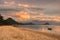 Pink sunrise on Flic en Flac Beach on Mauritius