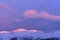 Pink sunrise over the Ural Mountains