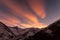 Pink sunset in the mountains, Nepal, Himalaya, Tilicho Base Camp