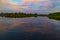 Pink sunset over the lake