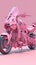 A pink super motorbike on a pink background