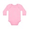 Pink sweet lilac baby girl shirt bodysuit with long sleeve  on a white background. Mock up for design and