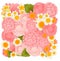 Pink sweet rose and tulip floral background