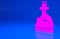 Pink Sword in the stone icon isolated on blue background. Excalibur the sword in the stone from the Arthurian legends