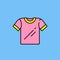 Pink t-shirt line icon