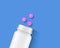 Pink tablets with white pill bottle