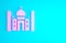 Pink Taj Mahal mausoleum in Agra, Indiaicon isolated on blue background. Minimalism concept. 3d illustration 3D render