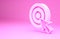 Pink Target with arrow icon isolated on pink background. Dart board sign. Archery board icon. Dartboard sign. Business