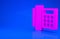 Pink Telephone icon isolated on blue background. Landline phone. Minimalism concept. 3d illustration. 3D render