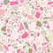 Pink terrazzo flooring seamless pattern. Vector background