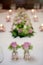 Pink themed festive wedding table setting and decoration