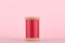 Pink Thread, Cerise Pink Wooden Thread Bobbin isolated on Pastel Pink Background