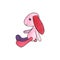 Pink tilda rabbit watercolor illustration. Rabbit soft toy handdrawn icon