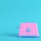 Pink toaster on bright blue background in pastel colors. Minimalism concept