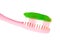 Pink tooth brush with green gel
