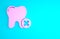 Pink Tooth with caries icon isolated on blue background. Tooth decay. Minimalism concept. 3d illustration 3D render